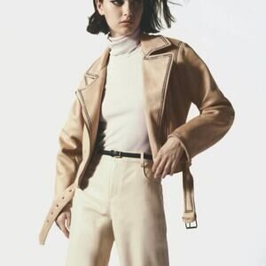 Zara Cropped Jacket sz S Tan and Black Sparkle Jacket